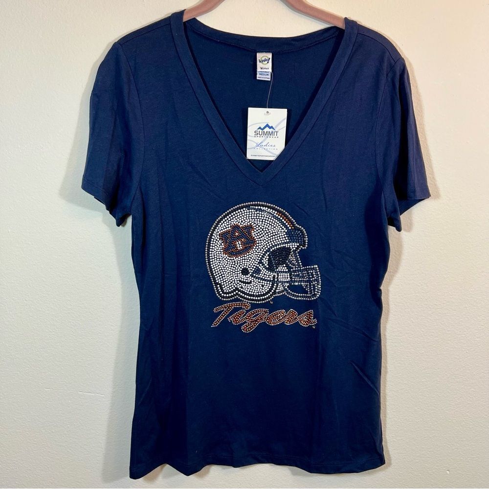 Kavio Women’s Navy Blue Auburn‎ Tigers Football Bedazzled Bling Top Medium NWT